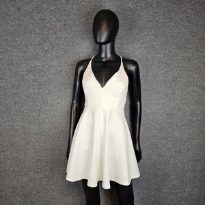 🤍 Love Tree White Strappy Backless Skater Mini Dress 🤍